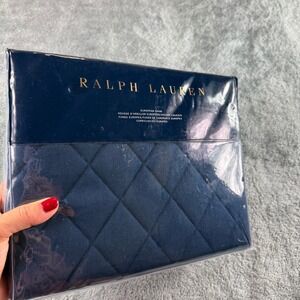 Ralph Lauren Modern Equestrian Navy Blue Quilted European Pillow Sham New